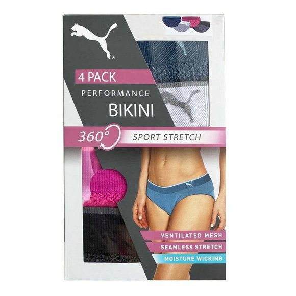 Costco Puma Seamless Bikini Underwear Socks Sous Vetement Femme Costco PUMA  4-Pack Women's Bikini Briefs